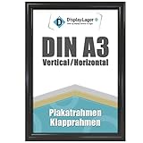 DisplayLager, Calidad danesa – Marco plegable A3 negro con perfil de aluminio de 25 mm,...