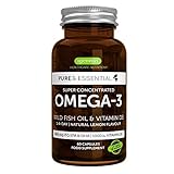 Pure & Essential Aceite de Pescado Salvaje Omega-3 410 mg EPA y 250 mg DHA por cápsula y...