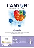 Canson Imagine, Bloc Encolado, A4, 50 Hojas, Grano Fino 200 g, Color Blanco
