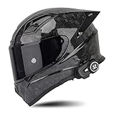 BCBKD Casco Moto Fibra de Carbono con Intercomunicador Bluetooth Integrado Dot ECE...