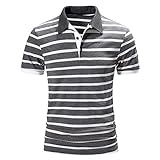 KUGO Men's Polo Shirt Short Sleeve Striped Slim Fit Summer Polo Shirts Striped Polo Shirts...
