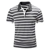 KUGO Men's Polo Shirt Short Sleeve Striped Slim Fit Summer Polo Shirts Striped Polo Shirts...