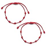 Froiny 2 Unids 7 Nudos Pulsera Cuerda Roja para Protección Ojo Malvado Buena Suerte...
