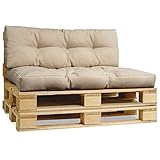 Cojines para palets 40x120 cm, 80x120 cm Beige - de Tela de tapicería Gruesa, con Relleno...