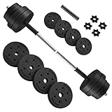SONGMICS Juego de Mancuernas 2 en 1, Mancuernas Ajustables de 2 x 15 kg, con Barra...