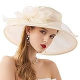 ZESLIV Sombrero de organza para mujer, sombrero de boda, sombrero de novia, sombrero de...