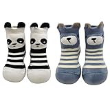 FedMois Pack de 2 Calcetines con Suela de Goma para Bebés Zapatillas Antideslizantes de...