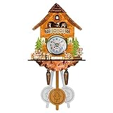Reloj de pared vintage de cuco alemán oscilante de bosque negro, reloj de madera...