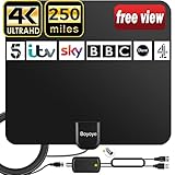 Antena de TV, Boyoye Antena de TV interior para Freeview Digital 4K 1080P HD VHF UHF...