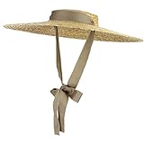 Jelord Sombrero de Panama - Canotiers para Mujer - Pamela de Paja Natural - Sombrero Playa...