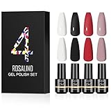 ROSALIND 4 ​Colores Pintauñas Semipermanentes, Blanco Negro Rojo Colore Esmaltes...