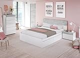 Muebles Dormitorio Matrimonio Completo Color Blanco y Cemento (Cama + cabecero + cÃ³moda +...
