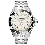 Cestrian Dive Series Esfera Blanca Bisel de cerámica Negra Pulsera de Acero Automático...