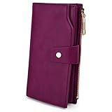 UTO - Mujer Cartera de Bloqueo de RFID PU Cuero Monedero Largo 21 Ranuras para Tarjetas...