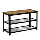 Meerveil Banco Zapatero, Zapatero con Asiento Diseño Industrial 3 Niveles Grano Vintage...