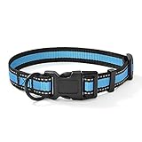 Mile High Life Collar de perro | Rayas reflectantes 3M con banda de nailon (azul, grande...