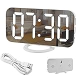 Espejo Reloj Despertador, Reloj Despertador Digital, Pantalla LED Grande de con Modo de...