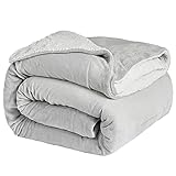 Hansleep Manta Reversible de Franela y Sherpa 220x240 cm, Manta Polar para Cama 135/150 de...