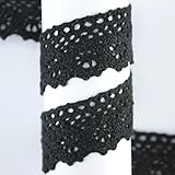 PUNTILLAS DE BOLILLO EN ALGODÓN BORDADO CON CROCHET MECÁNICO, ANCHO 25mm (NEGRO, 5)