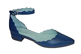 Candelitas 3258, Zapato Mujer Piel Marino, tacón bajo, Ajustable con Pulsera y Hebilla...