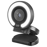Mars Gaming MWPRO Negro, Webcam Full HD, Óptica de 90º, Anillo de Iluminación,...