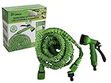 MANGUERA EXTENSIBLE JARDIN REFORZADO, ALTA PRESION CON PISTOLA DE RIEGO 7 FUNCIONES,...