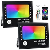 Foco LED RGB,OUSIDE 60W Foco LED Colores Exterior,Con APP Bluetooth y Control Remoto IP66...