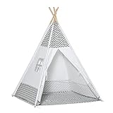 HOMCOM Tienda de Campaña para Niños de +3 Años Tipi Infantil de Madera Portátil con...