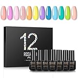 ROSALIND Esmalte Semipermanente UV LED 12pcs Kit Uñas de Pintauñas Gel Soak off Summer...