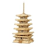 Rolife TGN02 Pagoda de cinco pisos, rompecabezas de madera para construcciÃ³n,...