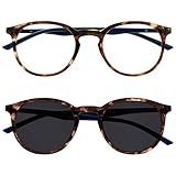 Opulize Met Paquete Doble Gafas De Lectura Con Lectores De Sol Grande Redondo Marrón Azul...