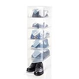 Lumaland Caja almacenaje Zapatos Hombre. Apilable. Transparente Set de 5. 35 x 22 x 14 cm