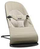 BabyBjörn Hamaca Balance Soft, Bastidor gris oscuro, Algodón, Caqui/Beige
