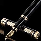 Scriveiner Pluma Estilográfica Negra con Detalles de Oro de 24k y 18K para una...