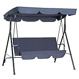 Outsunny Columpio de Jardín de 3 Plazas Silla Balancín con Parasol Techo Ajustable en...
