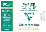 Clairefontaine, 97853C, Papel de calco superior, 12 hojas, A4 (21 x 29,7 cm), 90/95g