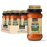 Khazana Organic Madras Curry - 6 tarros de 360 ml, sin OGM, vegano, sin gluten, kosher |...