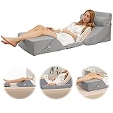 COSTWAY 6 Piezas Respaldo Cama, Almohadas de Cuña Ajustables para Cuello, Lumbar,...