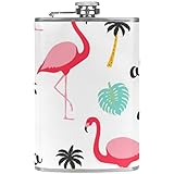 Petacas para licor para hombre,Animal de flamenco de hoja de palma de Hawaii,Matraz a...