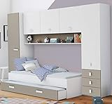 Pack Dormitorio Puente Infantil Juvenil Tidy Color Blanco y Arcilla. Conjunto Habitación...