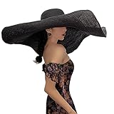 Dremokay Sombreros de playa de ala ancha de gran tamaÃ±o para mujer, sombrero de paja...