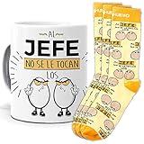 Taza y trio de calcetines, originales y personalizados, regalo divertido. Al jefe no se le...