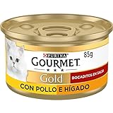 Purina Gourmet Gold Bocaditos en Salsa, Comida HÃºmeda para Gato con Pollo e HÃ­gado, 24...