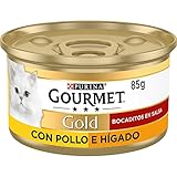 Purina Gourmet Gold Bocaditos en Salsa, Comida Húmeda para Gato con Pollo e Hígado, 24...