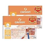 Canson - 2 Álbumes Espiral Microperforados A4 de 20 hojas Dibujo Basik Recuadro, 130 g