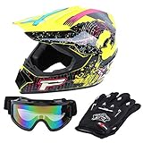Samger DOT Adulto Offroad Casco Motocross Casco Dirt Bike ATV Motocicleta Casco Guantes...