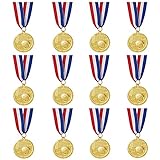 Medallas de fútbol doradas, 12 medallas de metal, Trofeos para equipos participantes,...