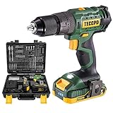 Taladro Atornillador 18V, TECCPO Taladro Percutor a Batería, 105PCS accesorios, 2...
