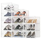 Cajas de Zapatos, 12 pcs Cajas de Almacenamiento de Zapatos de Plástico Transparente...
