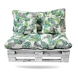 BESCH Cojines para Palets de Fibra Conjunto 4 Piezas - 1 Asiento + 1 Respaldo + 2 Cojines...